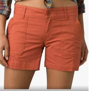 PrAna Orange Tess Organic Cotton Hiking Shorts Women's Size 14